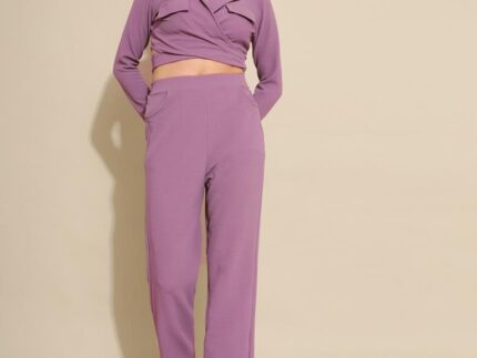 Lavender Lycra Plain Co-ords Set