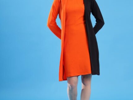 Orange Lycra Plain Dress
