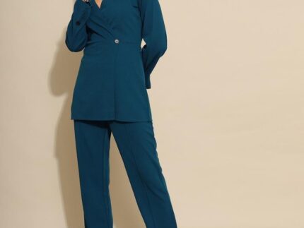 Rama Blue Lycra Plain Co-ords Set