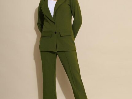 Mehandi Green Lycra Plain Co-ords Set