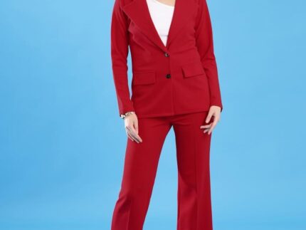 Red Lycra Plain Co-ords Set