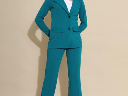 Teal Blue Lycra Plain Co-ords Set