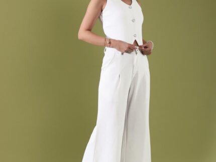 White Lycra Plain Co-ords Set