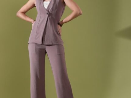 Mauve Lycra Plain Co-ord Set