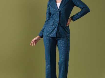 Teal Blue Lycra Plain Co-ord Set