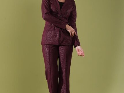 Maroon Lycra Plain Co-ord Set