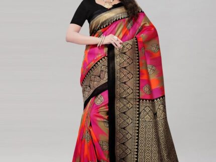 Multicolored Poly Silk Printed Saree