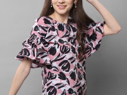 Amazing Pink Coloured Printed Crepe Tops