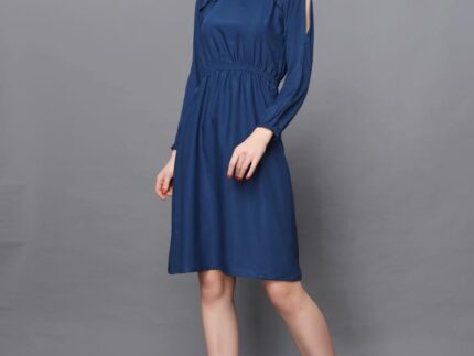 Attractive Navy Blue Coloured Plain Crepe Tops