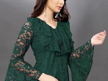 Alluring Green Coloured Net Russell Net Tops
